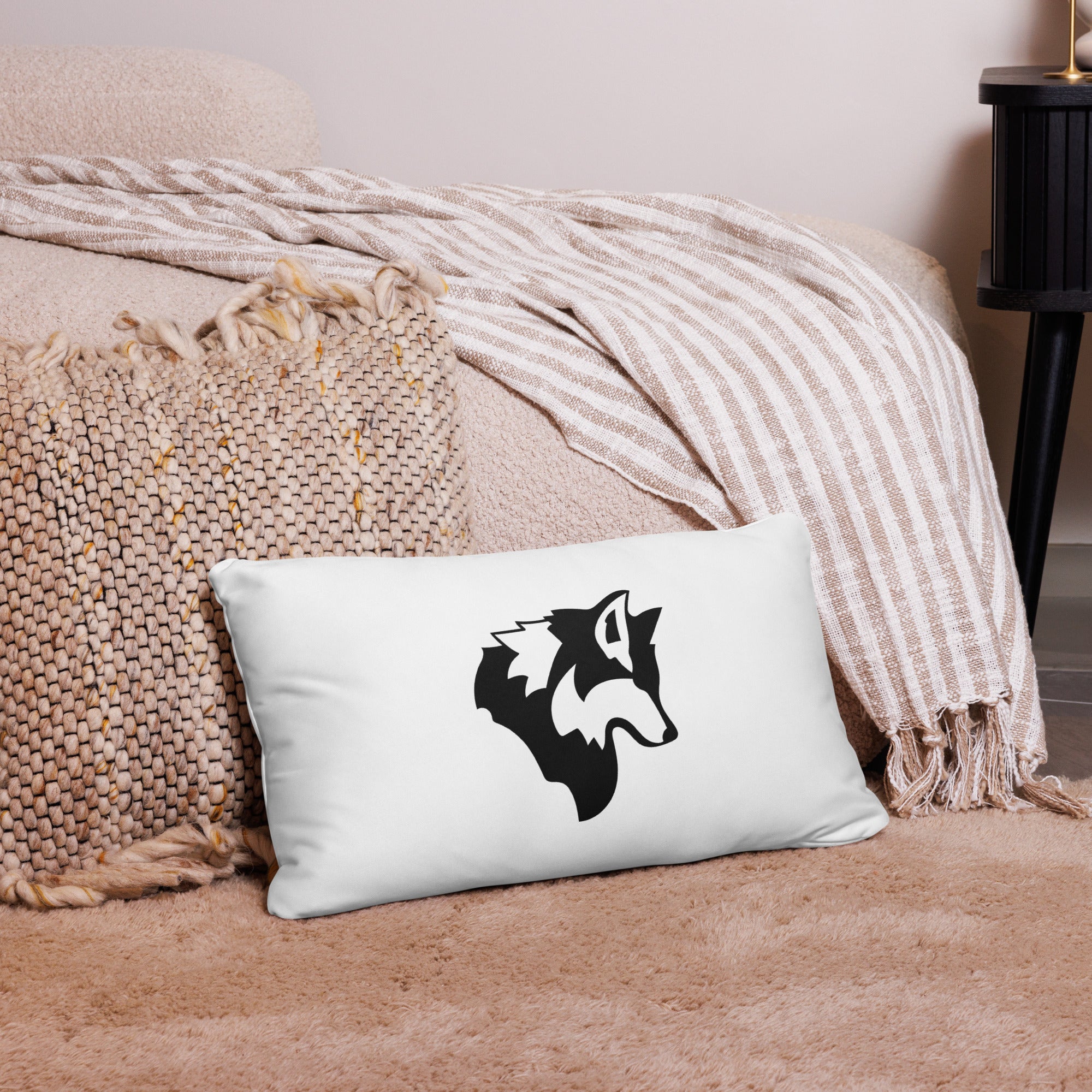 Wolf Cushion | Wolf Head Cushion | Paw Print Cushion | Black And White Cushion | Cushion For Sofa Home Decor | Kids Room Decor | Wolf Lover Gift