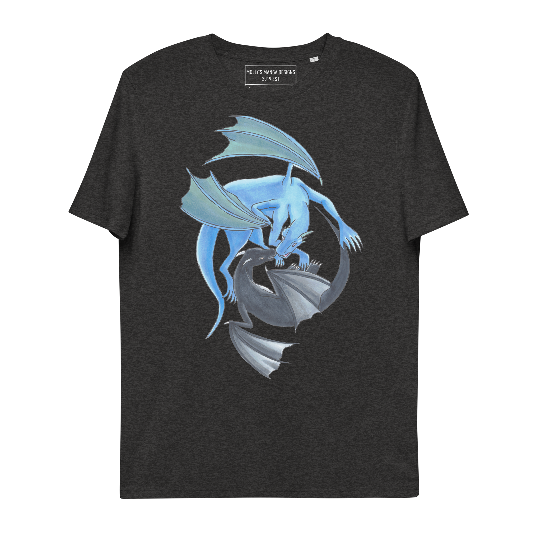 Storm & Luxris' Dragons T-Shirt | Unisex | Dark Heather Grey - T-Shirt - Molly Manga Designs