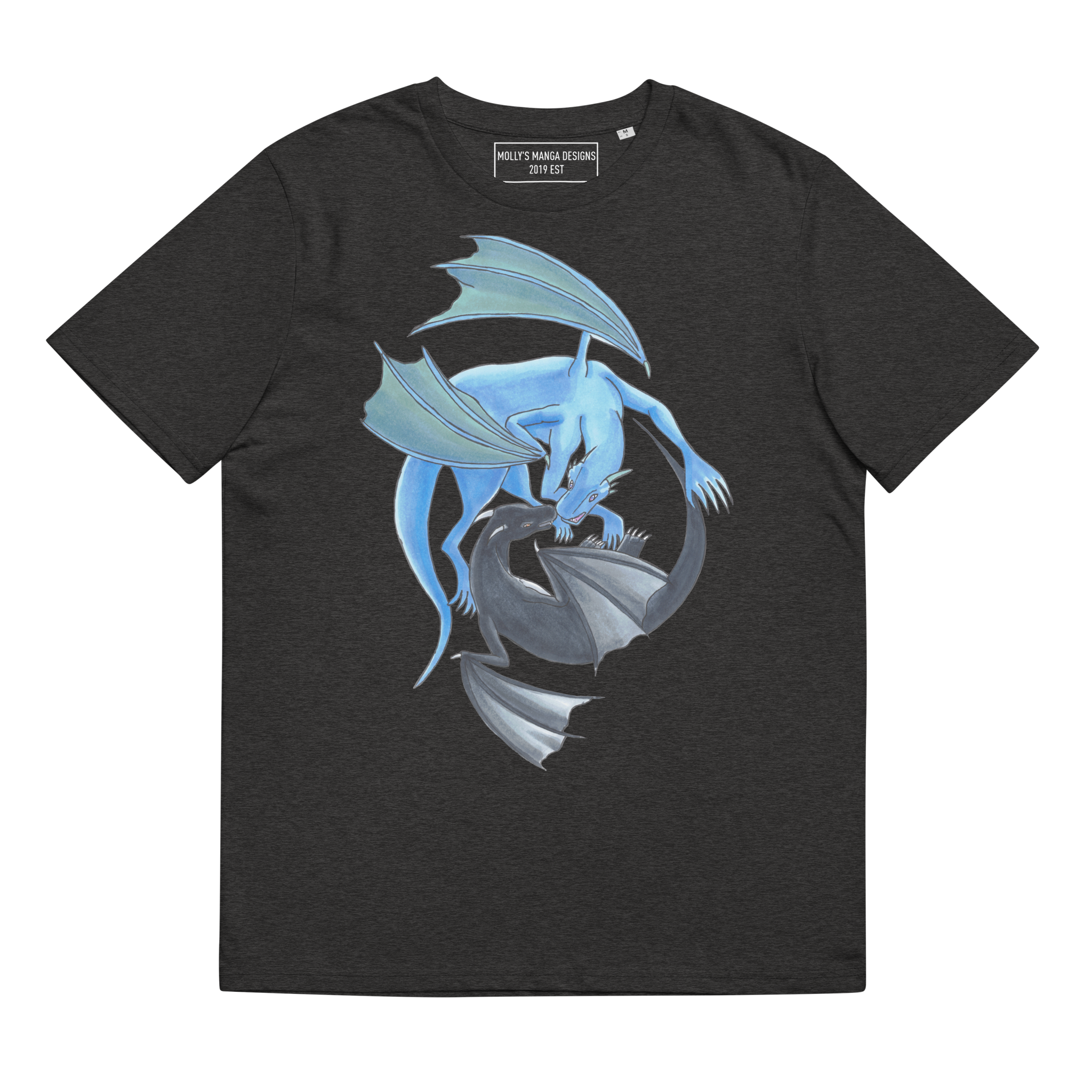 Storm & Luxris' Dragons T-Shirt | Unisex | Dark Heather Grey - T-Shirt - Molly Manga Designs