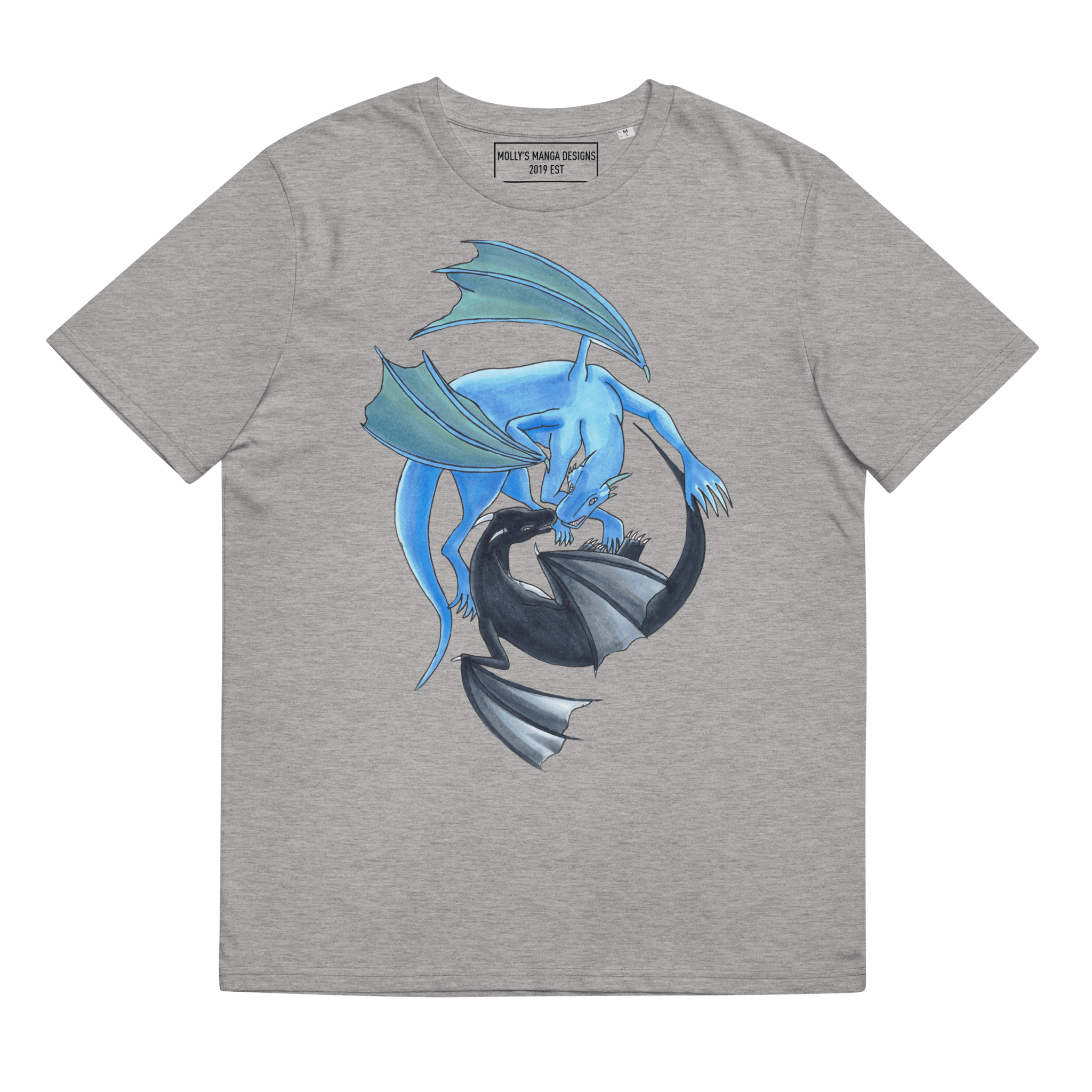 Storm & Luxris' Dragons T-Shirt | Unisex | Heather Grey - T-Shirt - Molly Manga Designs