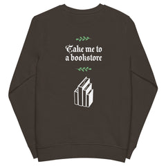 Take Me To A Bookstore Unisex Organic Sweatshirt | Unisex | Deep charcoal grey - Sweatshirt - Molly Manga Designs
