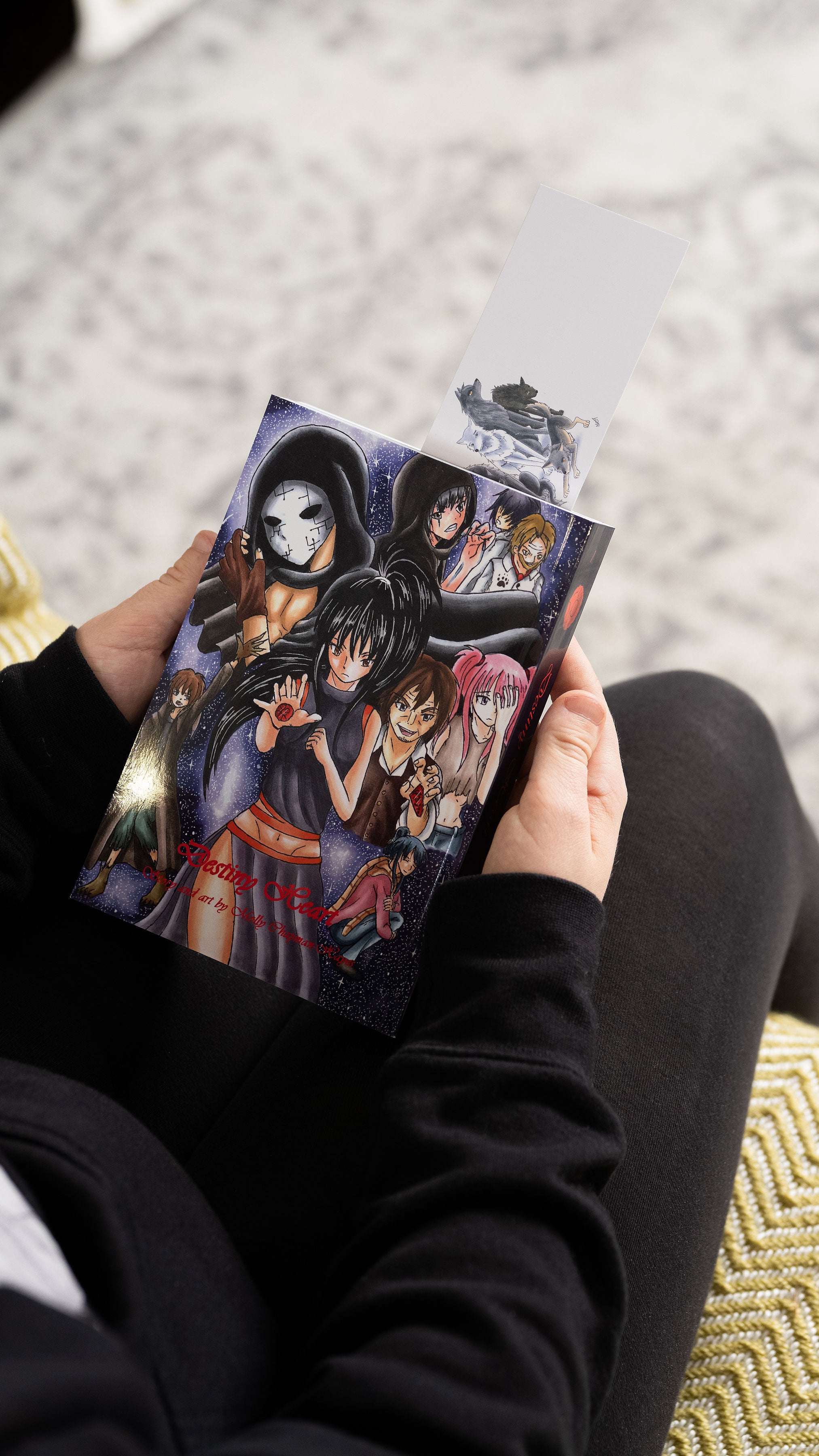 Collectible Clell's Wolf Pack Laminated Manga Bookmark: Enhance Your Reading Experience | Girl Holding Destiny Heart Volume 1 With Collectible Clell's Wolf Pack Laminated Manga Bookmark: Enhance Your Reading Experience  Inside