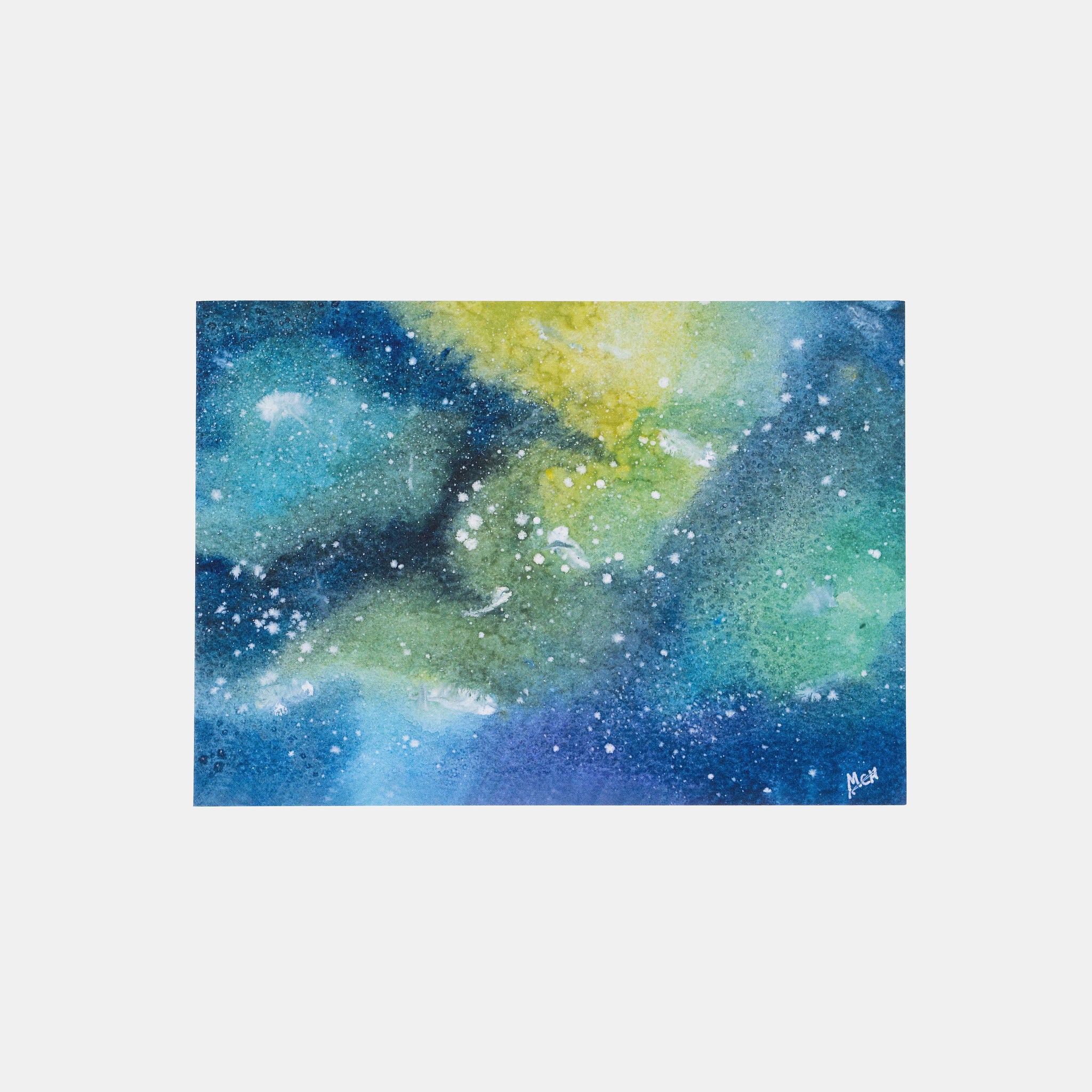 Cold Sky Watercolour Galaxy A6 Greetings Card Front View