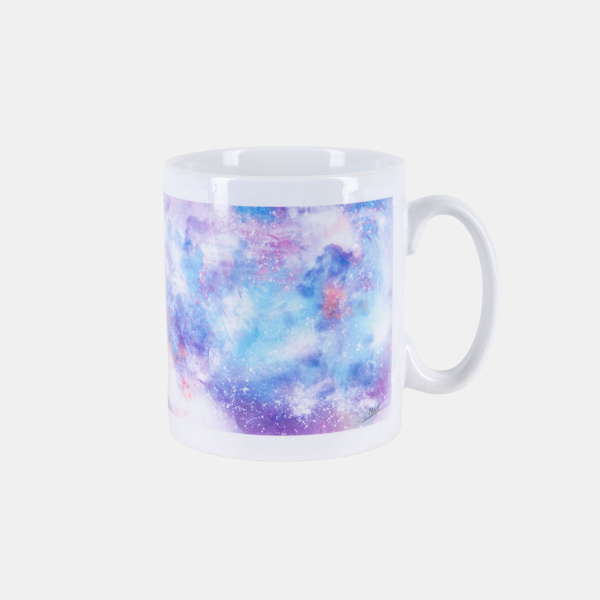 Starry Skies: Digital Pastel Galaxy 11oz Ceramic Mug for Coffee &amp; Tea Lovers  front view