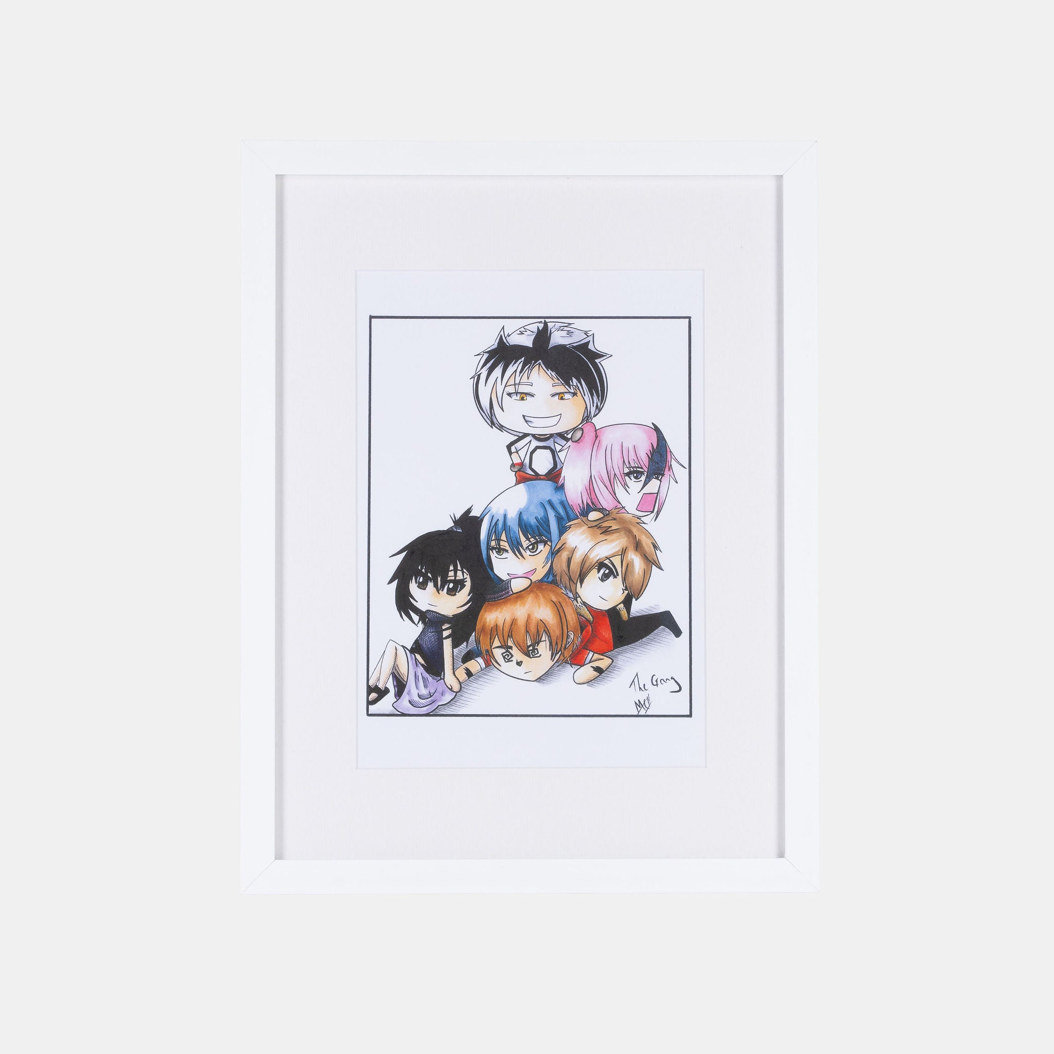 The Gang Large Framed Print - Framed print - Molly Manga Designs